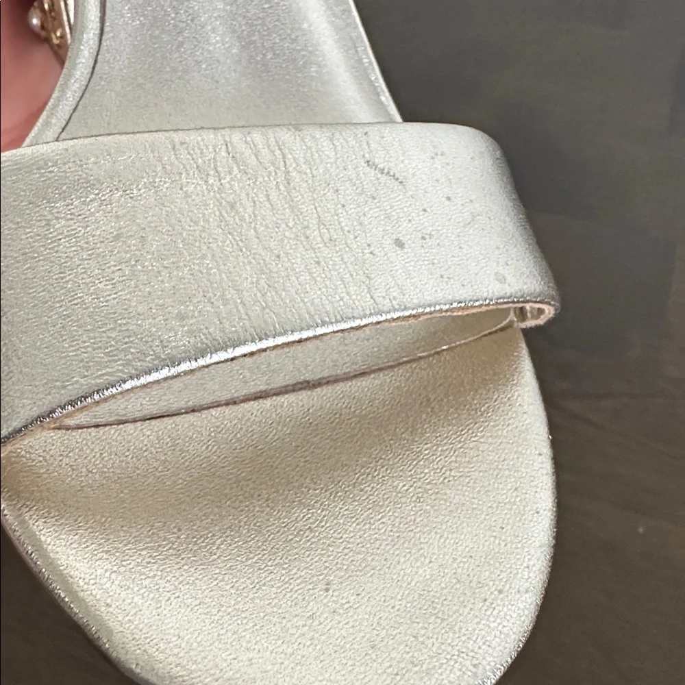 Lilly Pulitzer Amber Lynn Gold Embellished Sandal Block Heel Size 10 - Picture 10 of 13